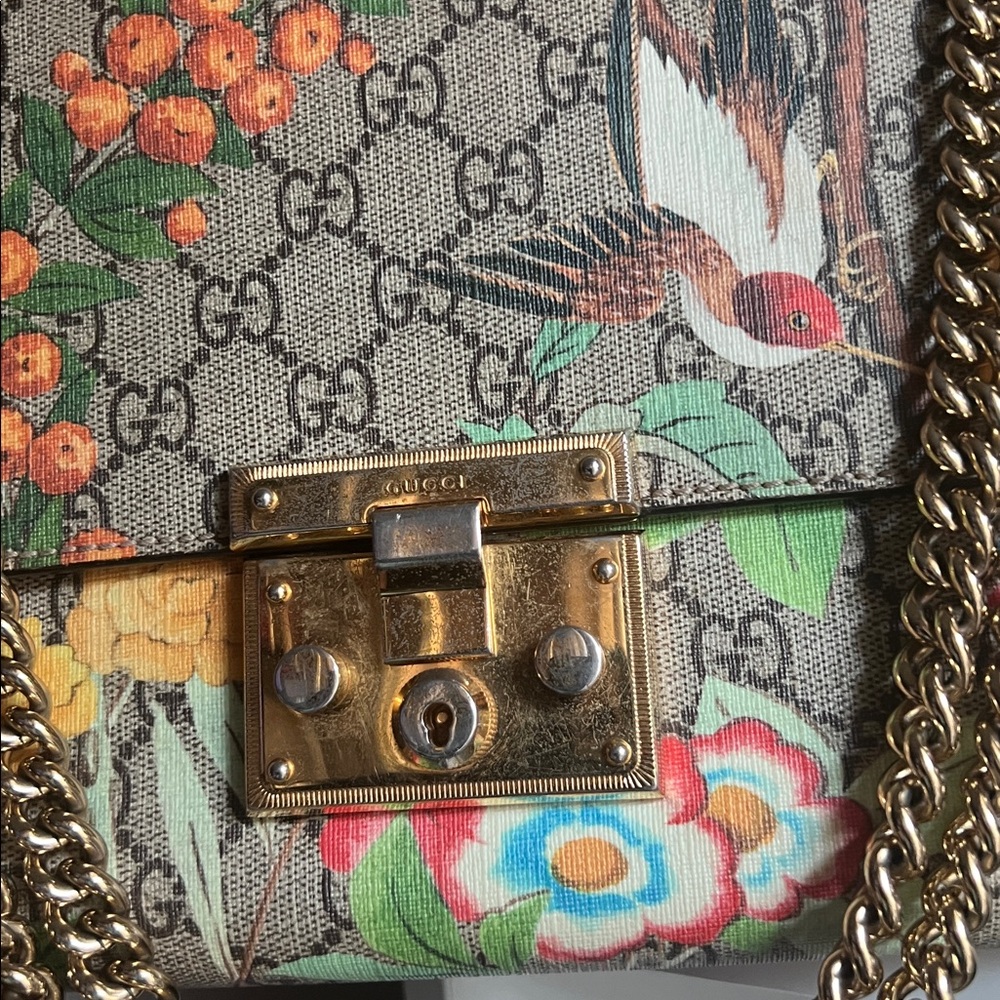 Gucci Padlock Shoulder Bag Tian Print GG Coated Canvas Brown, Print - Picture 3 of 15